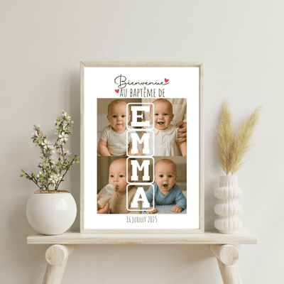 Affiche Souvenir de Baptême | Portrait & Infos