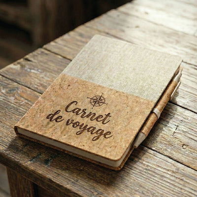Carnet de Notes A5 en Liège & Tissu Personnalisé (+ Stylo Inclus)