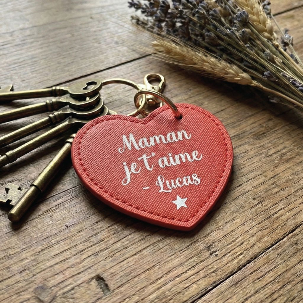 Porte-Clés Cœur Similicuir Gravé